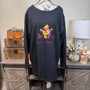 Vtg 90s Disney Store Winnie The Pooh Sweatshirt Women’s Sz XL Christmas Plaid